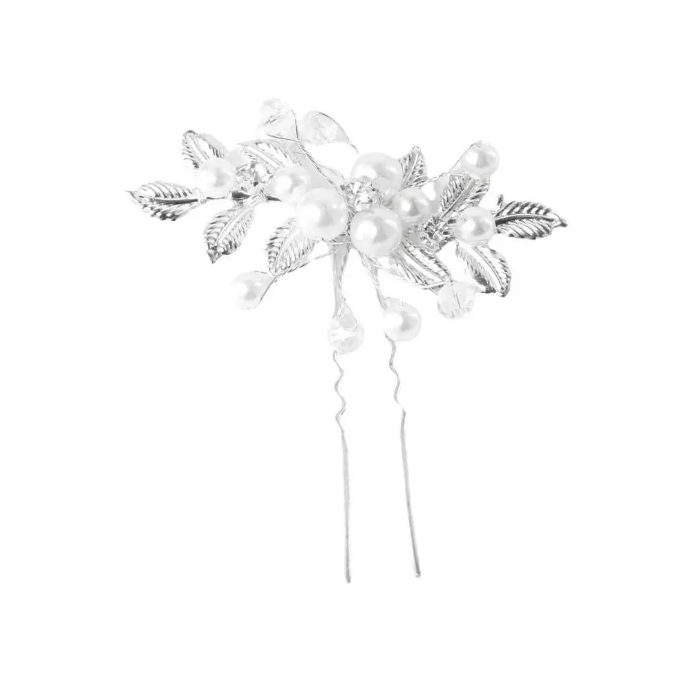 Diamond Bridal Headwear Leaves Hairstyle Design Tool Pearl Hairpin Ancient Style Hairpin Hanfu Hair Sticks U Shaped Hairpin