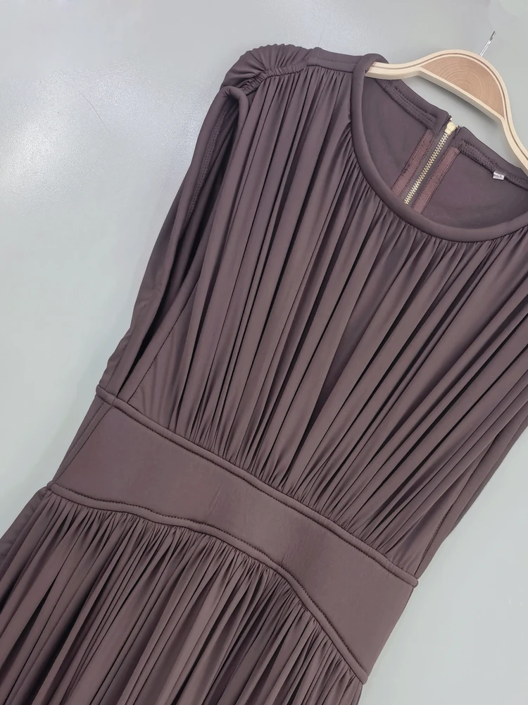

Australian Luxury Autumn Winter New Sle Svel round Ne Waist Cinched Draped Long Dr Ele Evening Gown Dr