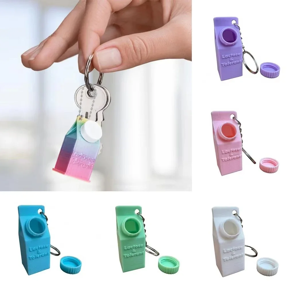 New 3D Printed Milk Carton Keychain Mini Milk Carton with Lactose Intolerance Pills Keychain Milk Key Pill Organizer