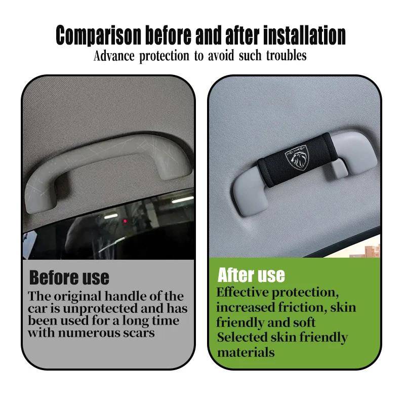 Car Handle Protective Cover Roof Handlift Inside Handle Gloves Decoration Accessories For Peugeot 208 3008 4008 308 2008 207 107