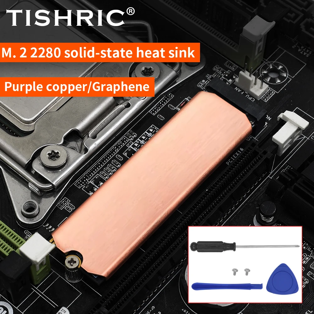 

TISHRIC M.2 Hard Disk NVMe NGFF PCIe SATA Hard Disk Heatsink Pure Copper/ Graphene Heatsink Thermal Pad For 2280 SSD