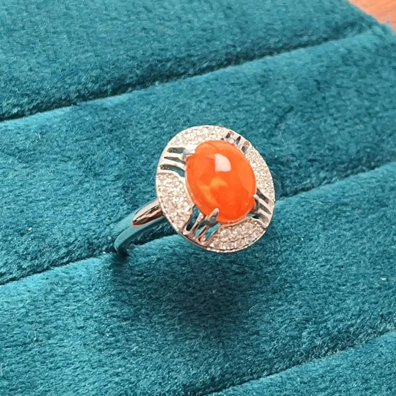 

Dyed Natural Opal Ring Fire Opal Silve Ring for Women for men 7mm*9mm with 18K Gold Plating 925 Silver Gemstone Jewelry