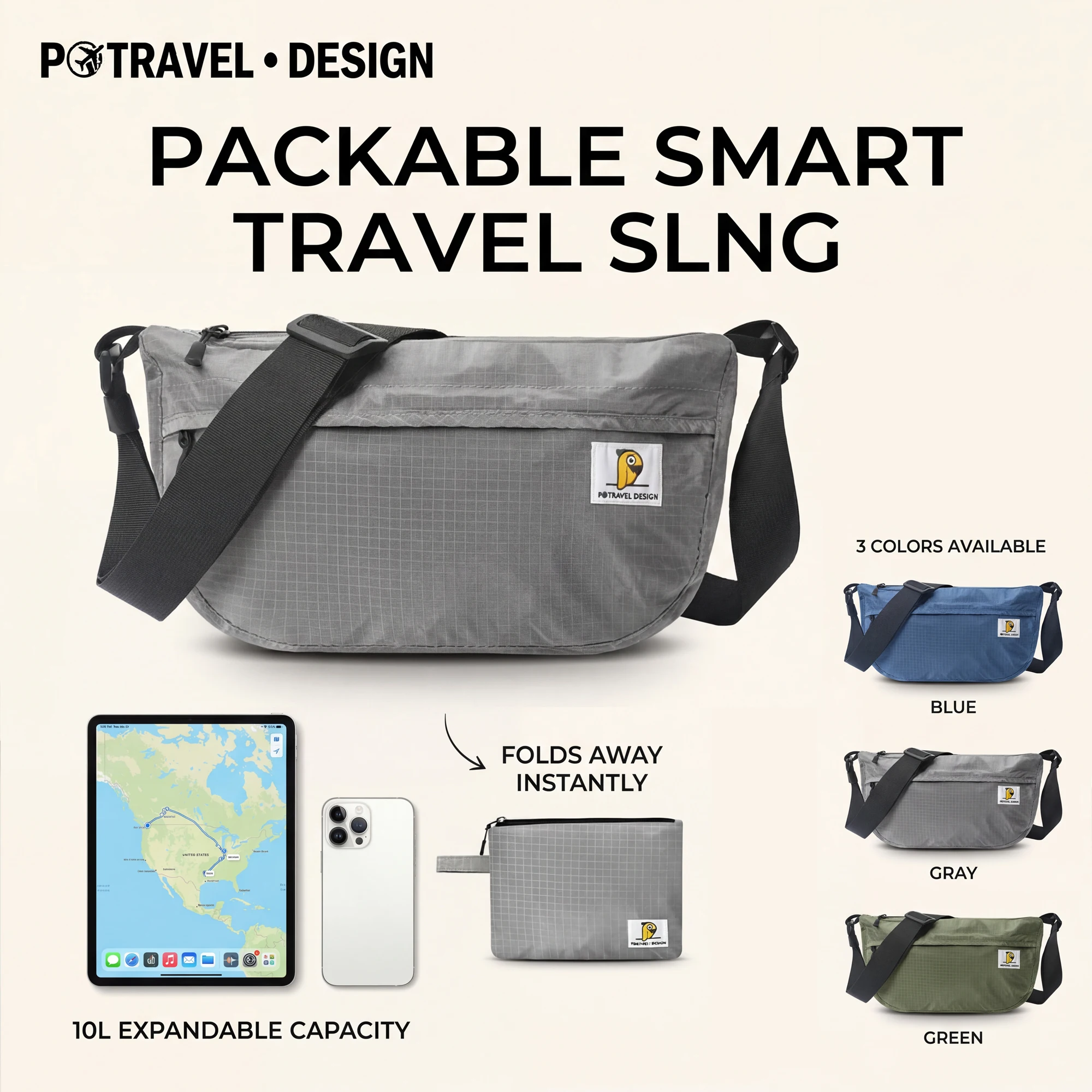 

Сверхлегкая водонепроницаемая сумка через плечо, дорожная сумка-мессенджер на слинге, портативная сумка для переноски с сумкой для хранения для мужчин и женщин