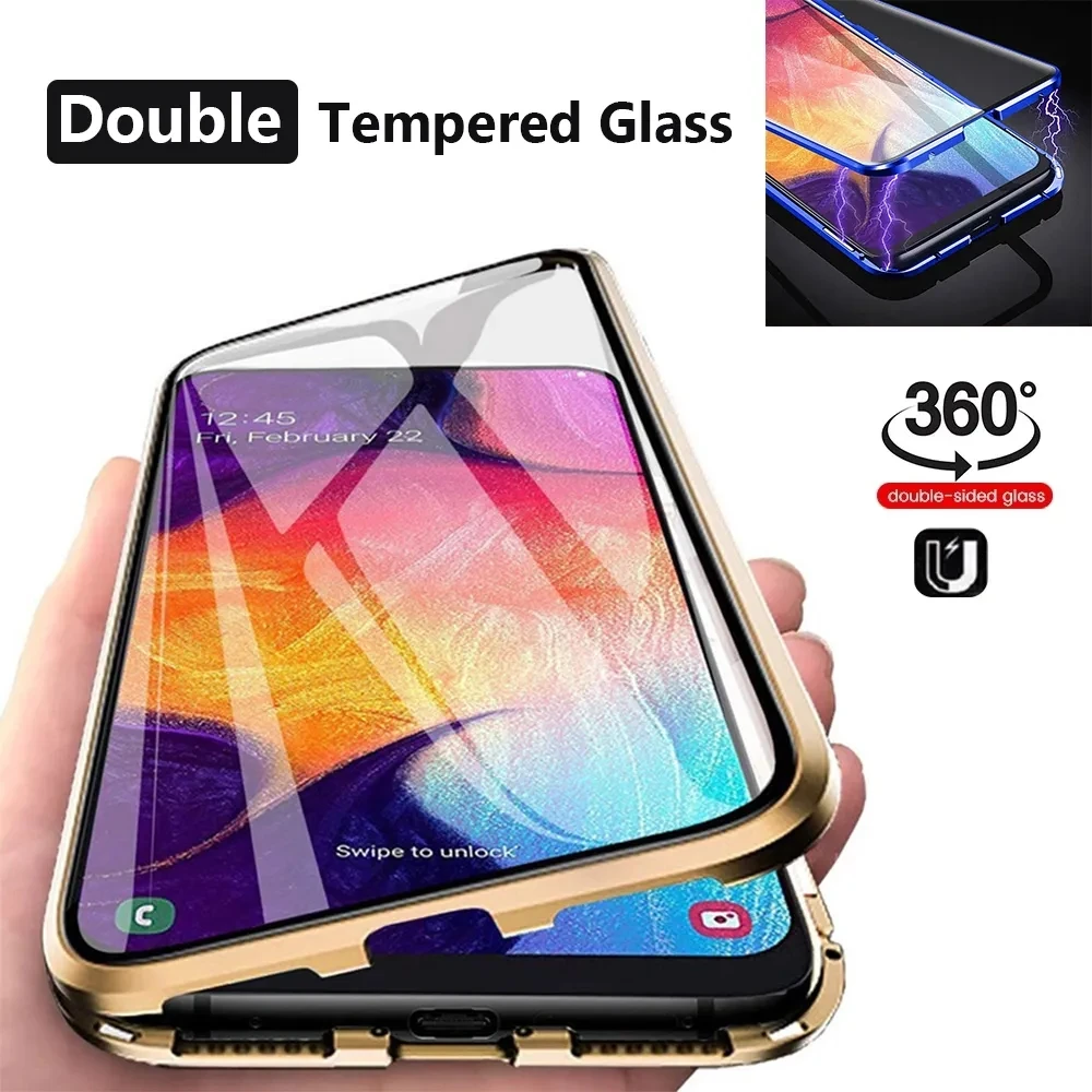 

Double-Sided Metal Magnetic Adsorption Case For Samsung Galaxy Note8 9 10 Plus Glass Magnet Case For Galaxy Note20 Ultra Cover