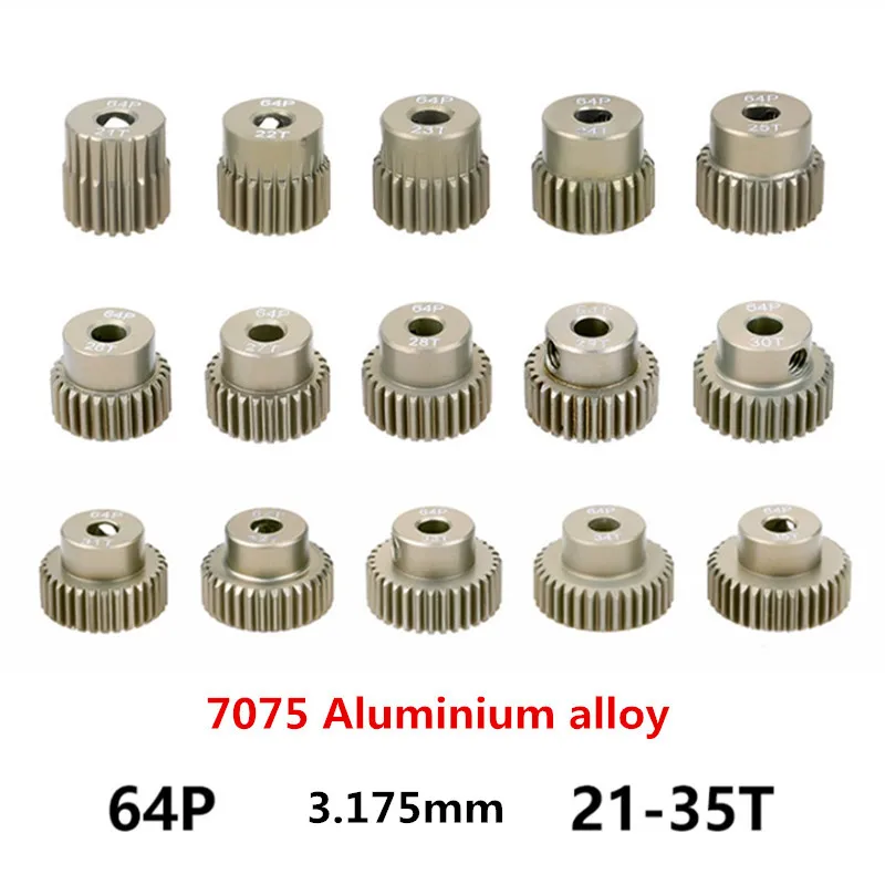 SURPASS-HOBBY 3.175mm 64P 7075 Aluminium Alloy Motor Gear 21T 22T 23T 24T 25T 26T 27T 28T 29T 30T 31T 32T For 1/10 RC Car Motor