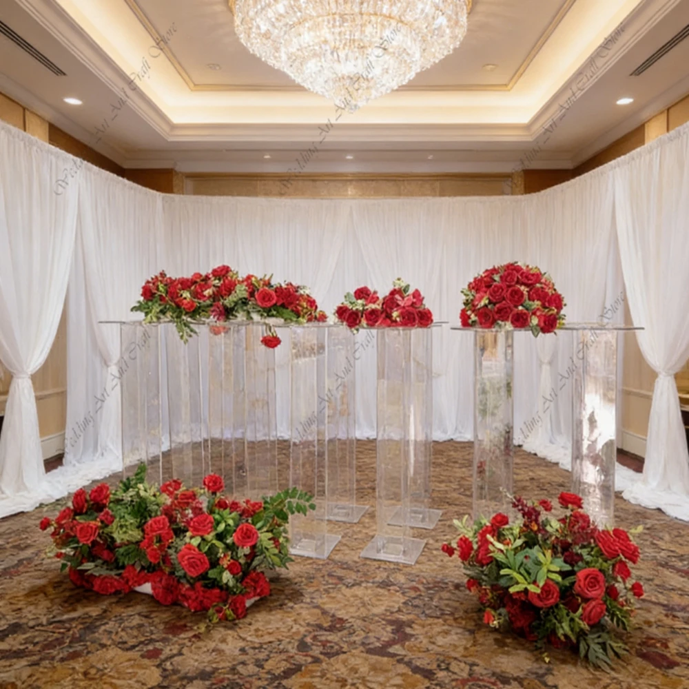 

10 шт. (20-120 см) акриловых ваз для цветов, подставки для цветов для свадебных и банкетных столов, центральные элементы для оформления столов