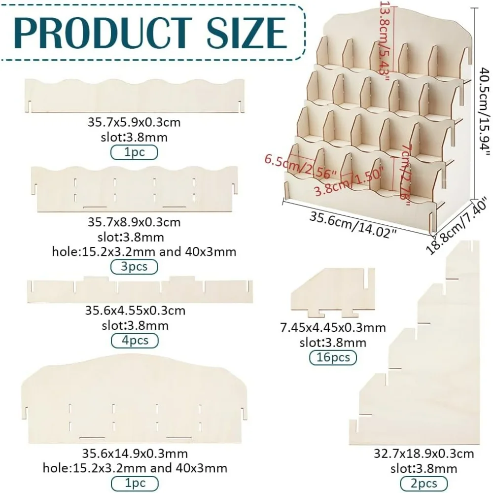 حامل عرض بطاقات المعايدة مكون من 4 طبقات، حامل بطاقات خشبي، منظم تخزين ملصقات محمول لمجموعة طاولة بائع البيع بالتجزئة #3