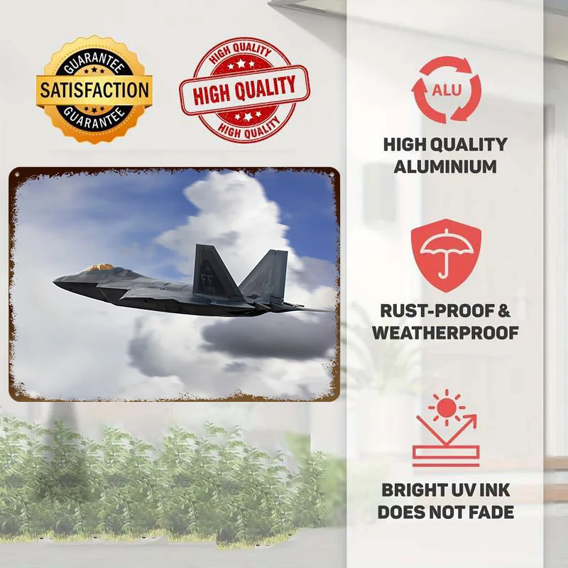 USAF F22 Raptor Tin Poster Customized Wall Art Retro Vintage Metal Signs for Fans Room Office Decoration Gaming Home Decorations