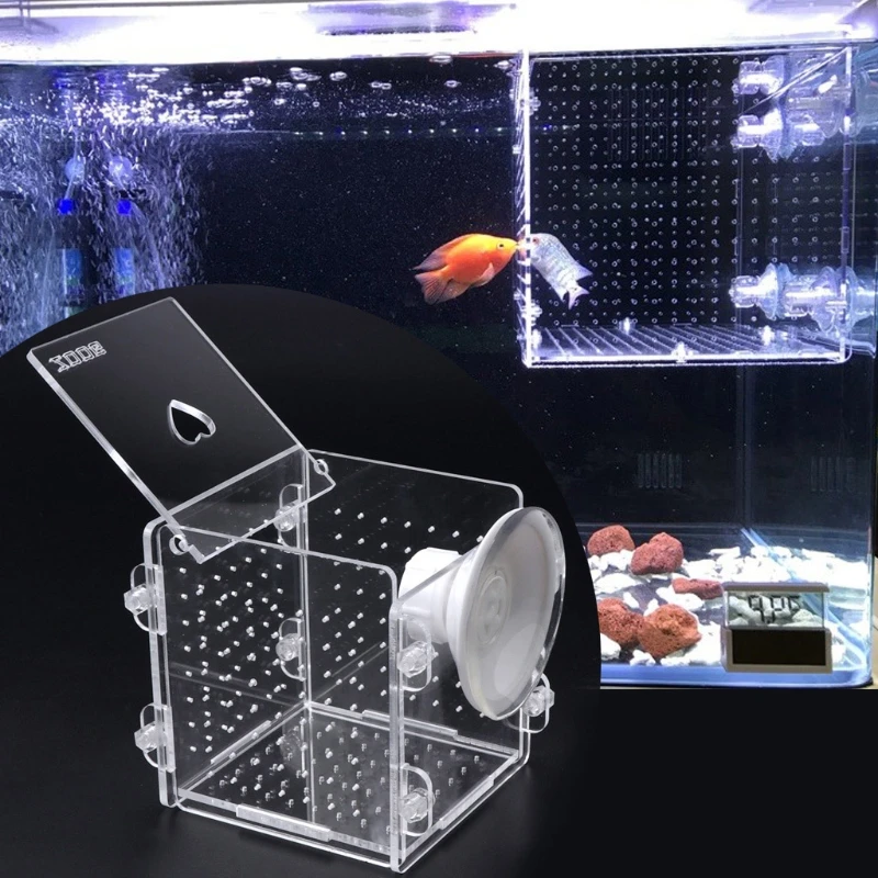 Fish Breeding Box Clear Acrylic Fish Isolation Boxes Aquarium Hatchery Incubator with Suction Cup for Newborn Shrimp Dropship