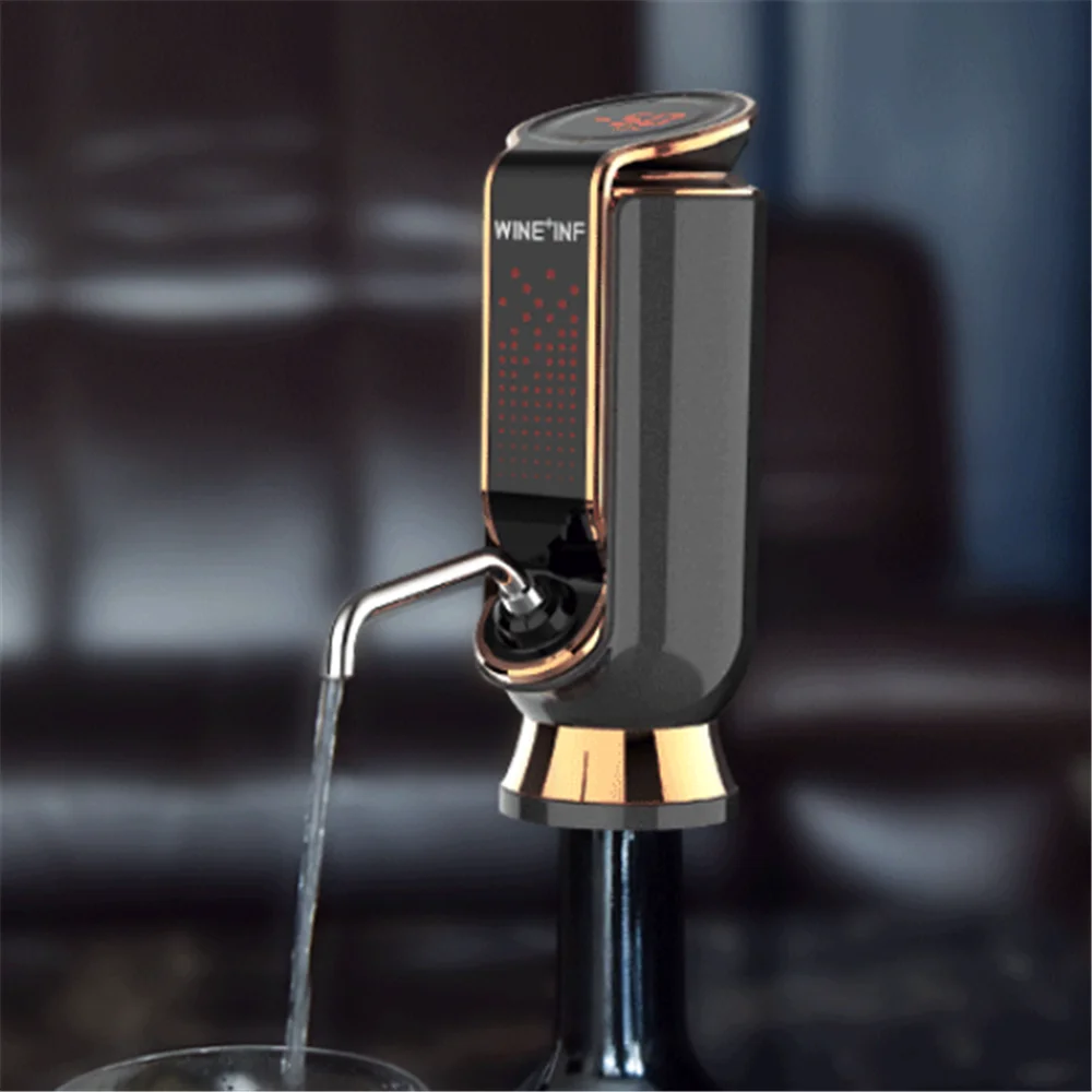 Electric Wine Aerator Portable Pourer Instant Wine Decanter Dispenser Pump One-Touch Auto USB Rechargeable Fresh-keeping 10 Days