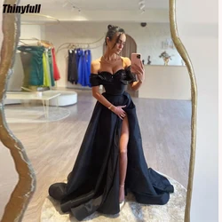 Thinyfull Satin A-line Split Evening Party Dresses Sweetheart Off Shoulder Prom Dress Formal Occasion Gown 2024 Robe De Soirée