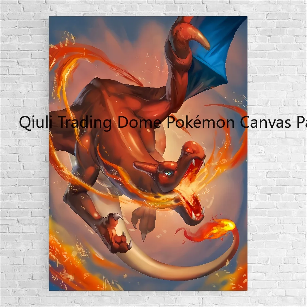 Pokemon Anime Charmeleon Fighting Stance Peripheral Poster Decor Wall Canvas Painting Modern Room Decorate Picture Kids Gifts