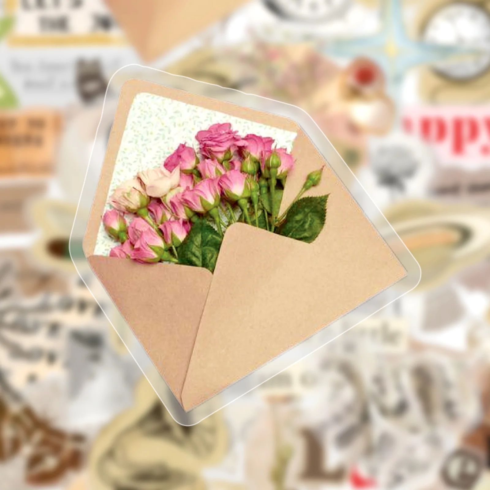 50 Pcs Vintage Reading Graffiti Stickers Transparent Waterproof PET for Journals Luggage & Bicycles Stationery Decor Accessories
