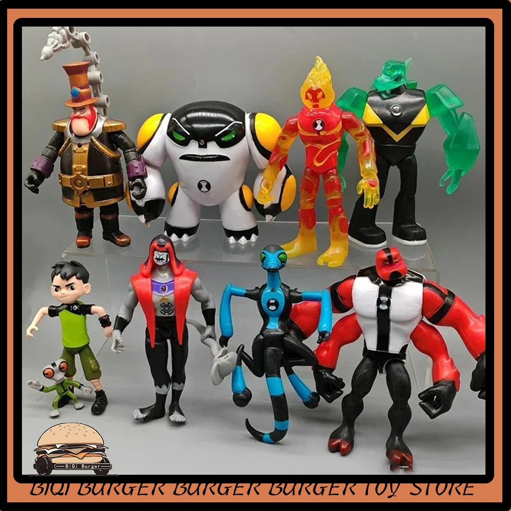 9 Pcs/set Ben 10 3-12 Ben Tennyson Figure Ben Four Arms Grey Matter Heatblast Model Ornaments Anime Figures Doll Kid Toys Gifts