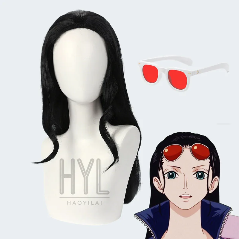 Anime Straw Hat Pirates Nico Robin Cosplay Wig Black Long Synthetic Hair For Women Men Halloween Carnival Party Costume Props