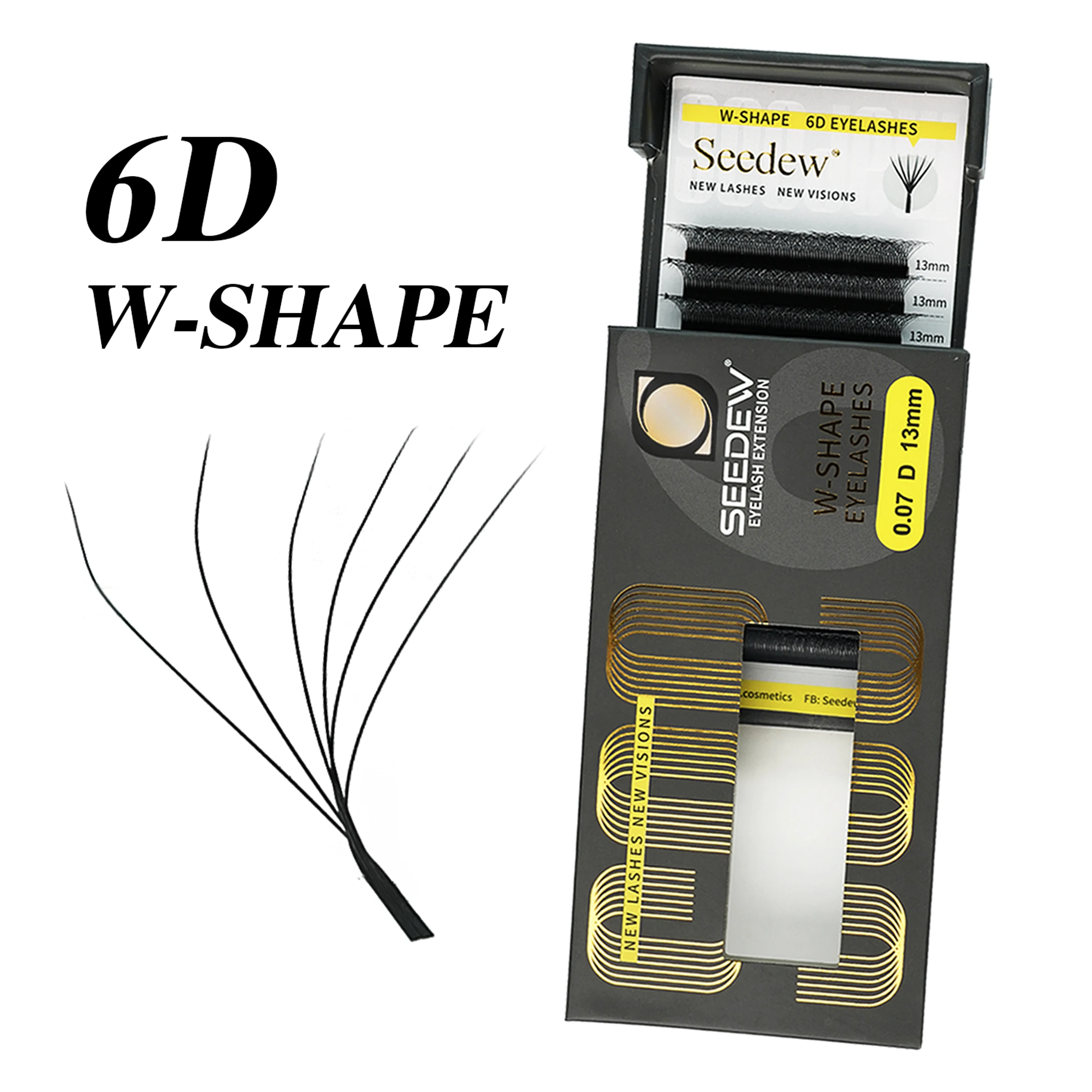 SEEDEW 6D W Shape Lashes 0.07mm Premade Volume Fans Eyelashes Extension Soft  Automatic Flowering Lashes