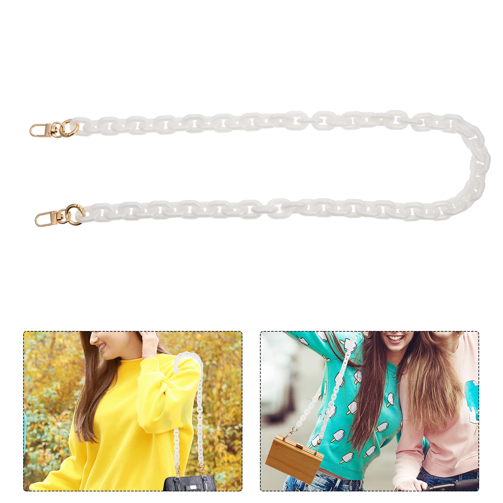 

White Acrylic Bag Chains Detachable Adjustable Strap Replacement For Handbags Purses Tote Bag Accessories Resin Purse