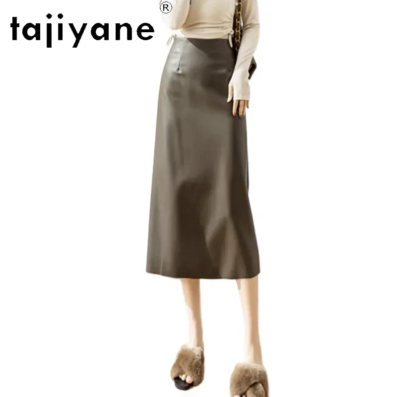 

TAJIYANE Real Sheepskin Skirts Womens 2024 Old Money Style Genuine Leather Long Skirt Autumn Winter Women Clothing Юбка Длинная