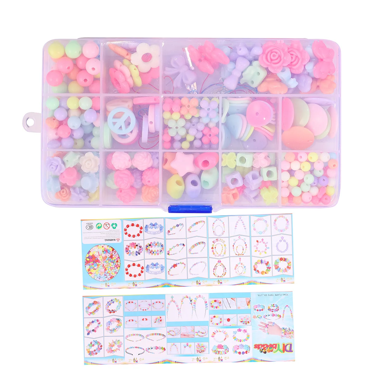 1Set DIY String Beads Kit Kleurrijke Acryl Losse Kralen voor Kinderen Educatief Creativiteit Hands-on Armband Ketting Maken