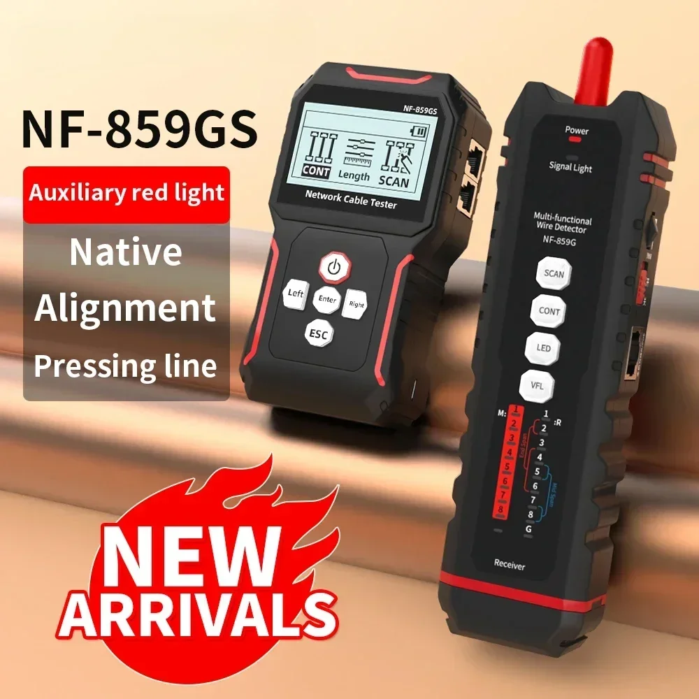 

ZHOUCE NF-859GS Network Tester Cable Finder with Crystal Head Crimping Line Test Function Portable Patrol VNA Type Charging