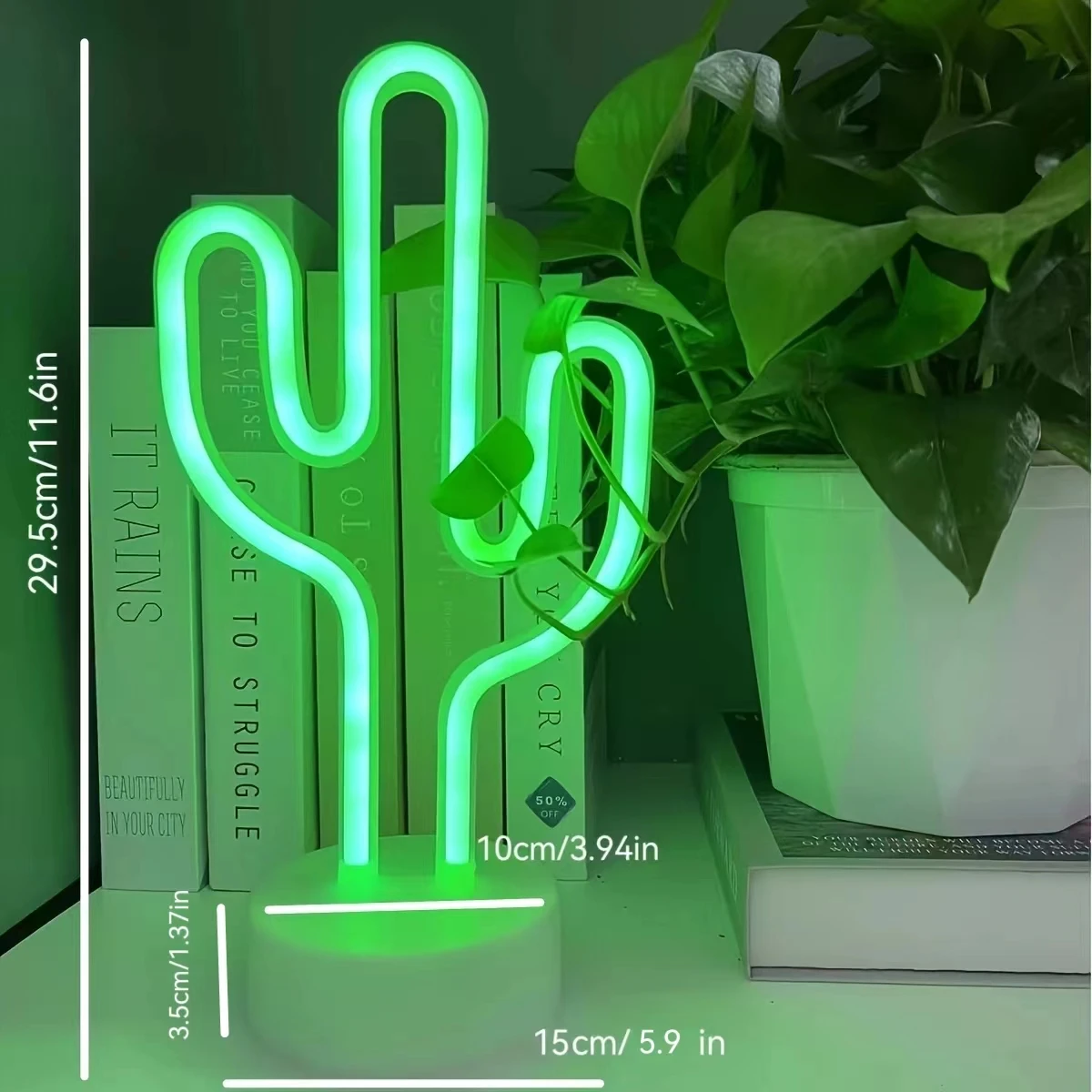 Tropical cactus neon lights, USB/battery powered, living room, summer party, birthday gift, countertop atmosphere light