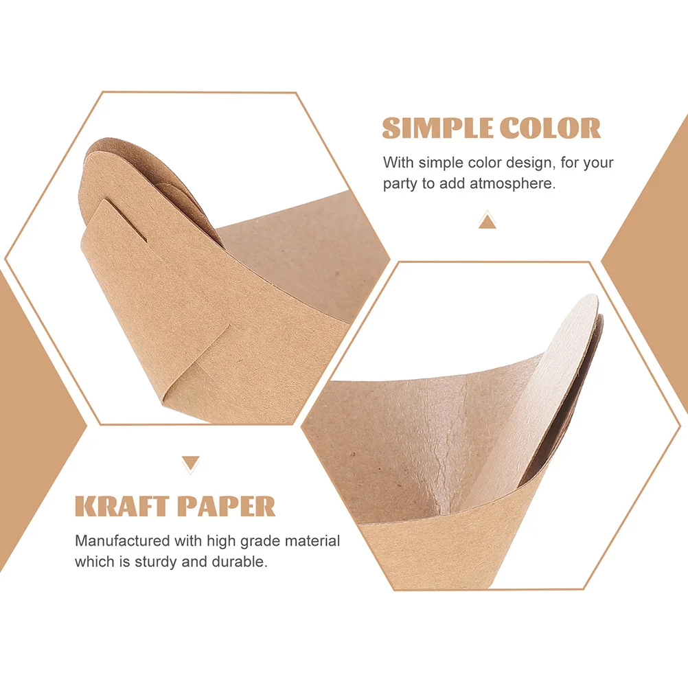 

100Pcs Disposable Kraft Paper Food Boats Folding Design Food Trays Oil Resistant Takeout Containers Disposable Paper Trays