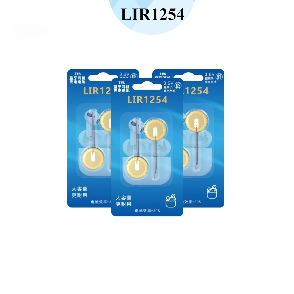 

2-10pcs LIR1254 Lithium battery for Bluetooth headset mouse welding wire 3.6v rechargeable coin cell