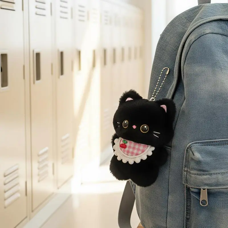 Adorable Plush Kitten Squeeze Keychain Pendant Soft Touch Backpack Hanger Cute Decor for Purse Car Key Ornament