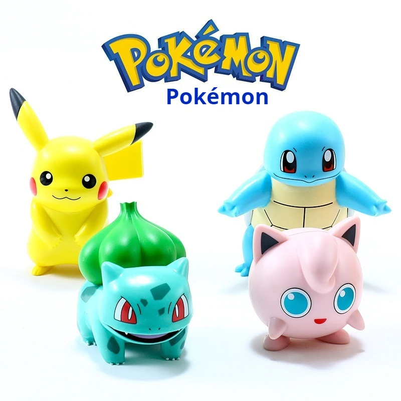 Anime Derivados Pokemon Blind Box, Pikachu, Charmander, Bulbasaur, Hand Made Desktop Ornamento, Coleção de Escultura, Kid Gift, Novo