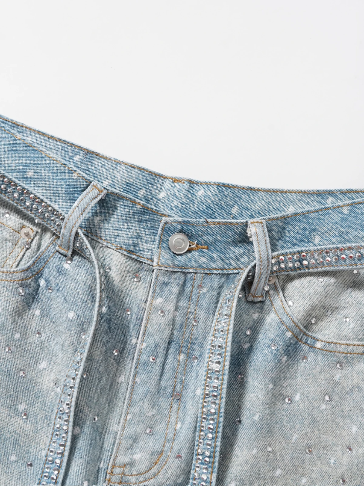 High-end-Hot Diamant Strass Band Denim Shorts Männer Frauen 2025, Frühling Sommer Neue Mode High Street Nische Fünf-punkt Hosen