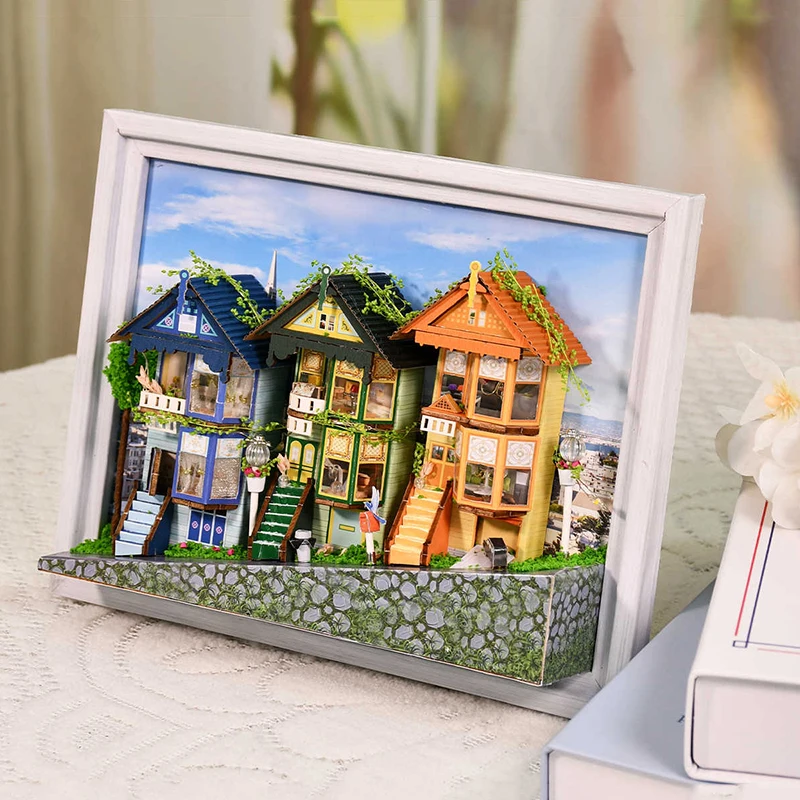 

DIY деревянный кукольный домик в европейском стиле, миниатюрный комплект мебели для коттеджа, 3D модель здания, сборная игрушка для взрослых, Рождественский подарок Casa