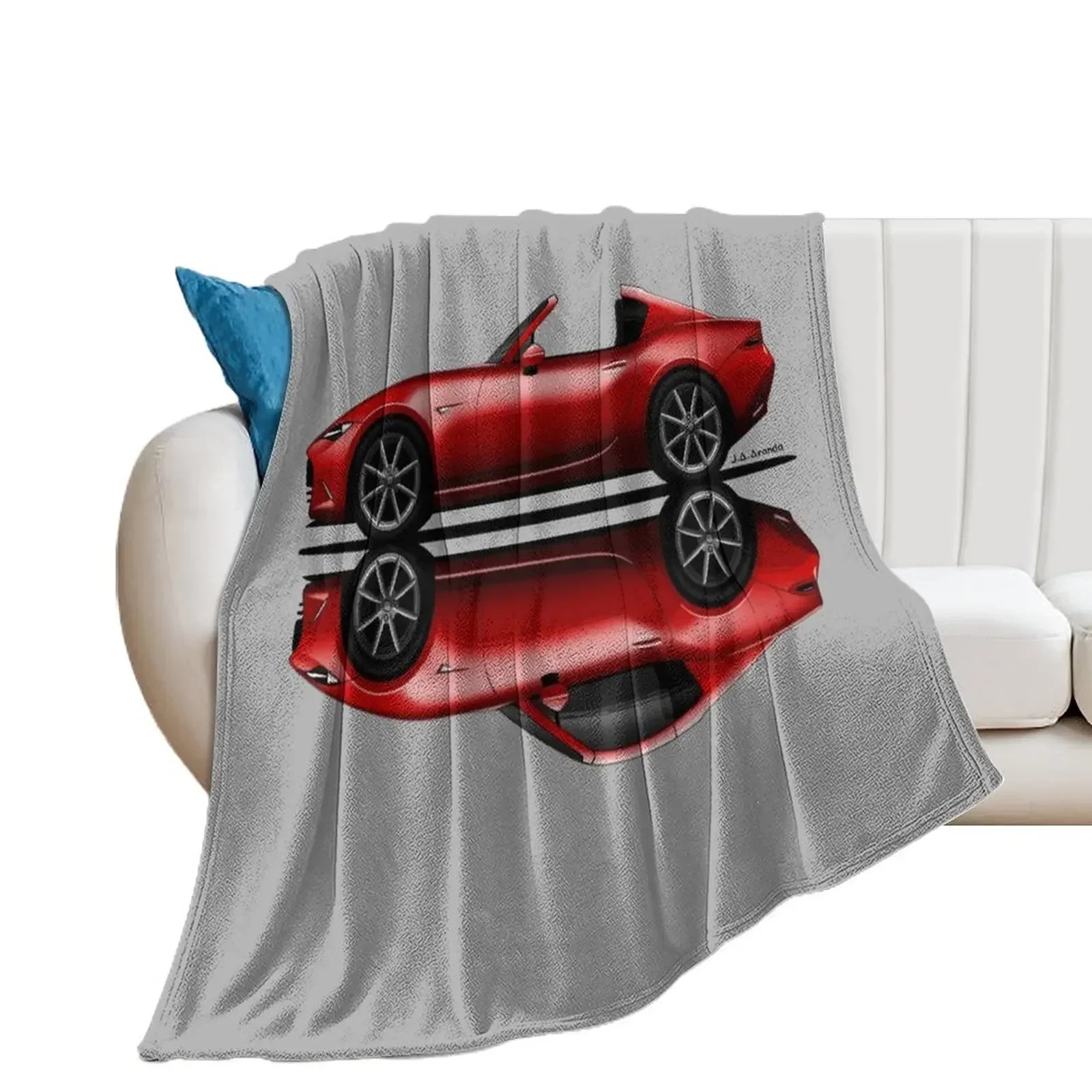 My drawing of the open and closed red open and closed RF roadster convertible Japanese sports car Throw Blanket