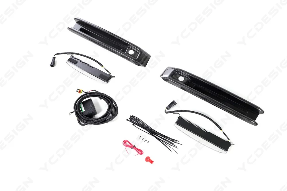 Ship to EU Dry Carbon Fiber Front Bumper Side Vent Panel Fit For 2018-2023 W463A W464 G63 OEM BRS Style with DRL Replacement