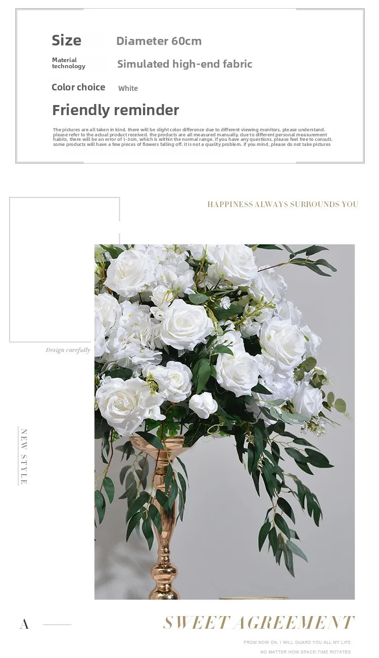 30-80CM Weiße Künstliche Blumenkugel Grüne Tischdekoration Künstliche Blumenkugel für Hochzeitsantrag Schaufensterdekoration Event-Dekor – Detail 7
