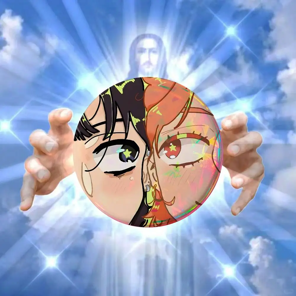 

The guy I-InterestedS wasn't guy Laser reflective round badges pins bag clothing decorations collectibles gifts for friends