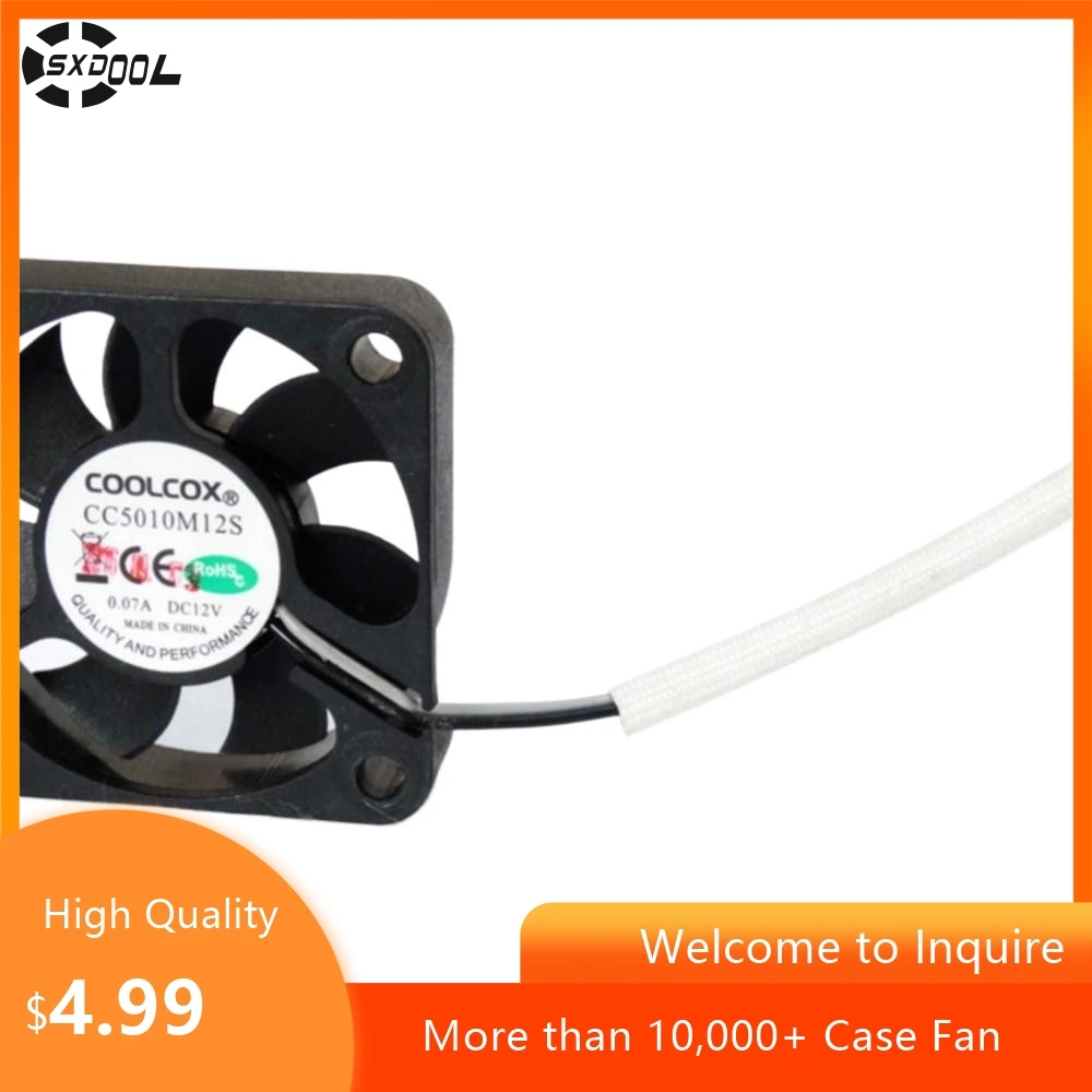 for COOLCOX 50mm 5cm DC 12V 0.07A Mute Cooling Fan, 50x50x10mm 2Line Silent Mini Fan for Computer
