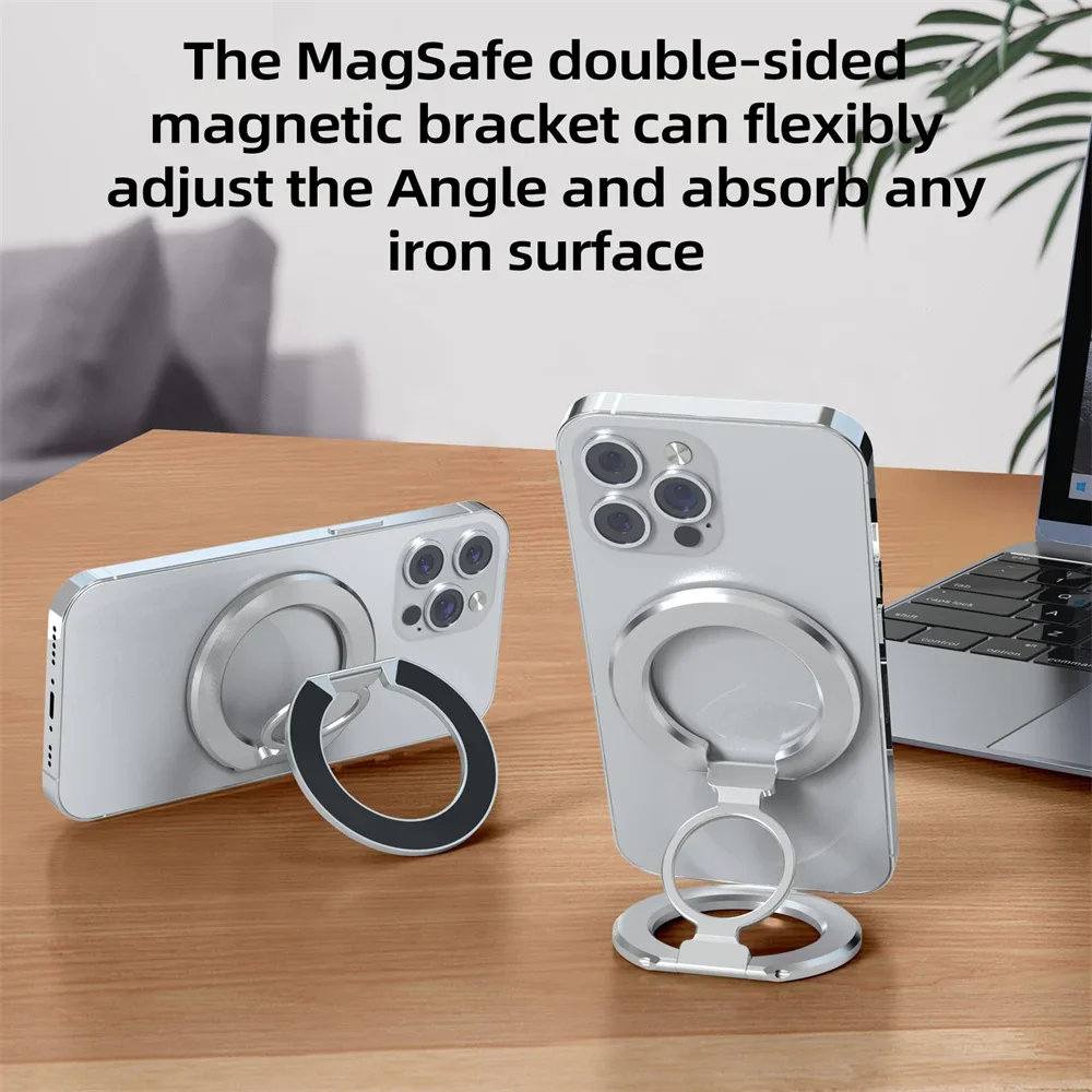 

Складной двусторонний магнитный держатель для телефона 2025 года для подставки MagSafe, магнитная ручка для iPhone 15 14 Huawei, подставка для телефона