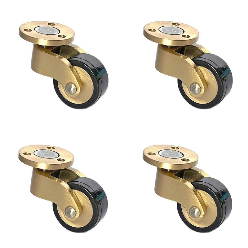 HOT 4PCS 1'' Brass/Brass+Rubber Castors Wheels Table Chair Sofa Couch Feet Furniture Rollers 360° Swivel Casters Runners