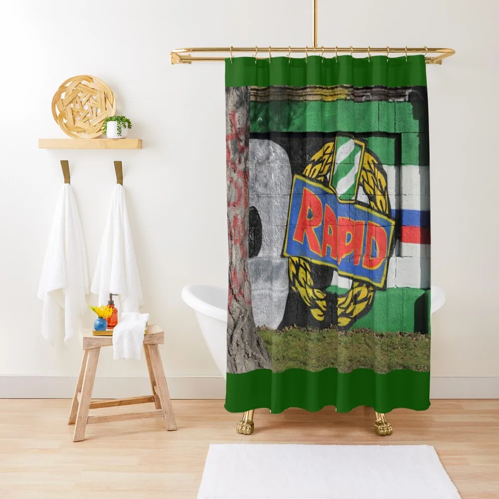 

Graffiti Rapid Wien Shower Curtain Waterproof Fabric Bathroom Curtains