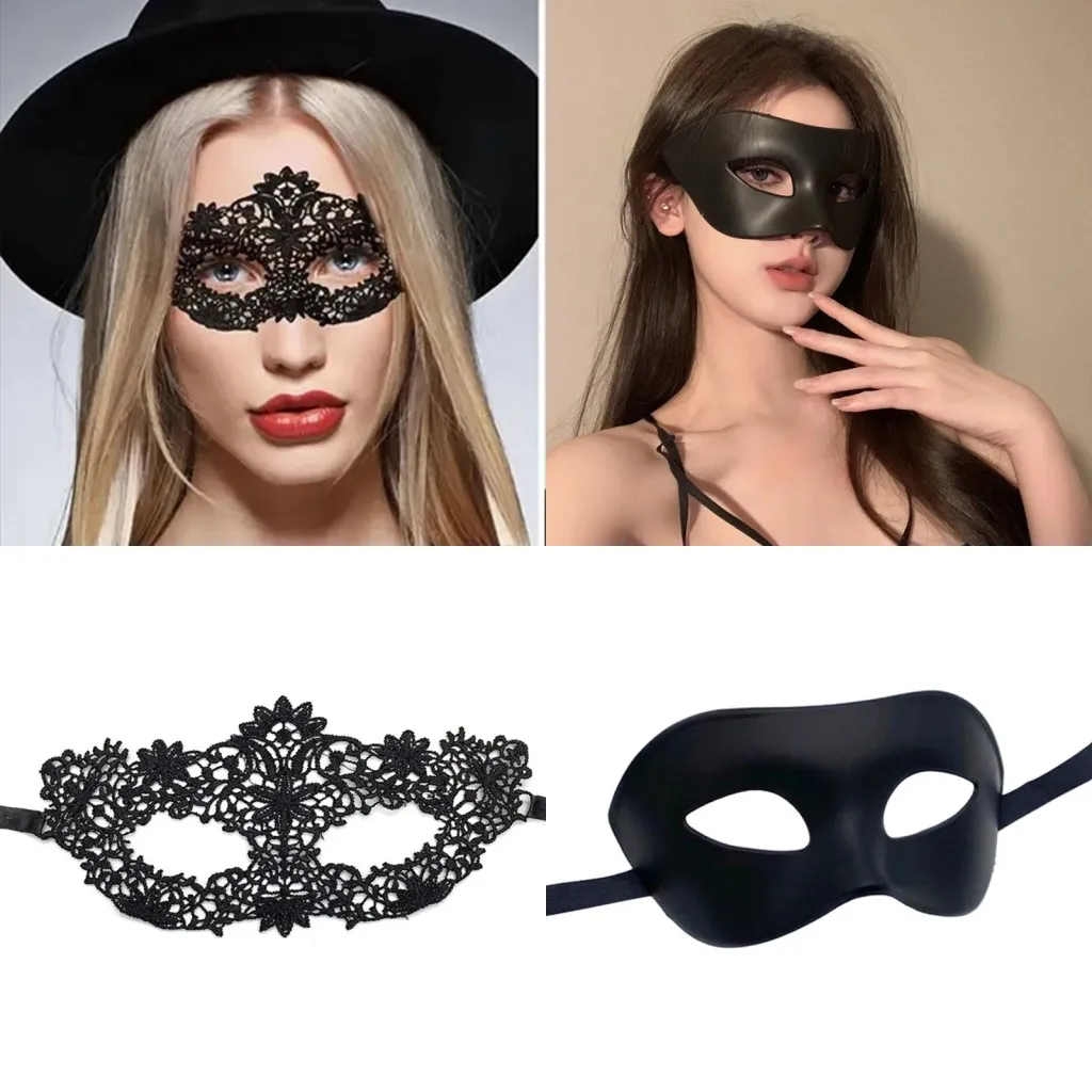 ผู้ชายผู้หญิง Masquerade พรหมเซ็กซี่ Black Eye หน้ากากคู่ Venetian COSPLAY Props ฮาโลวีน Carnival PARTY Headdress หน้ากากครึ่งหน้า