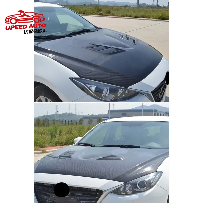 Suitable for Carbon Fiber Hood Scoop Mazda3 Axela 2014 2016 2017 Modified RX8 High Gloss Body Kit