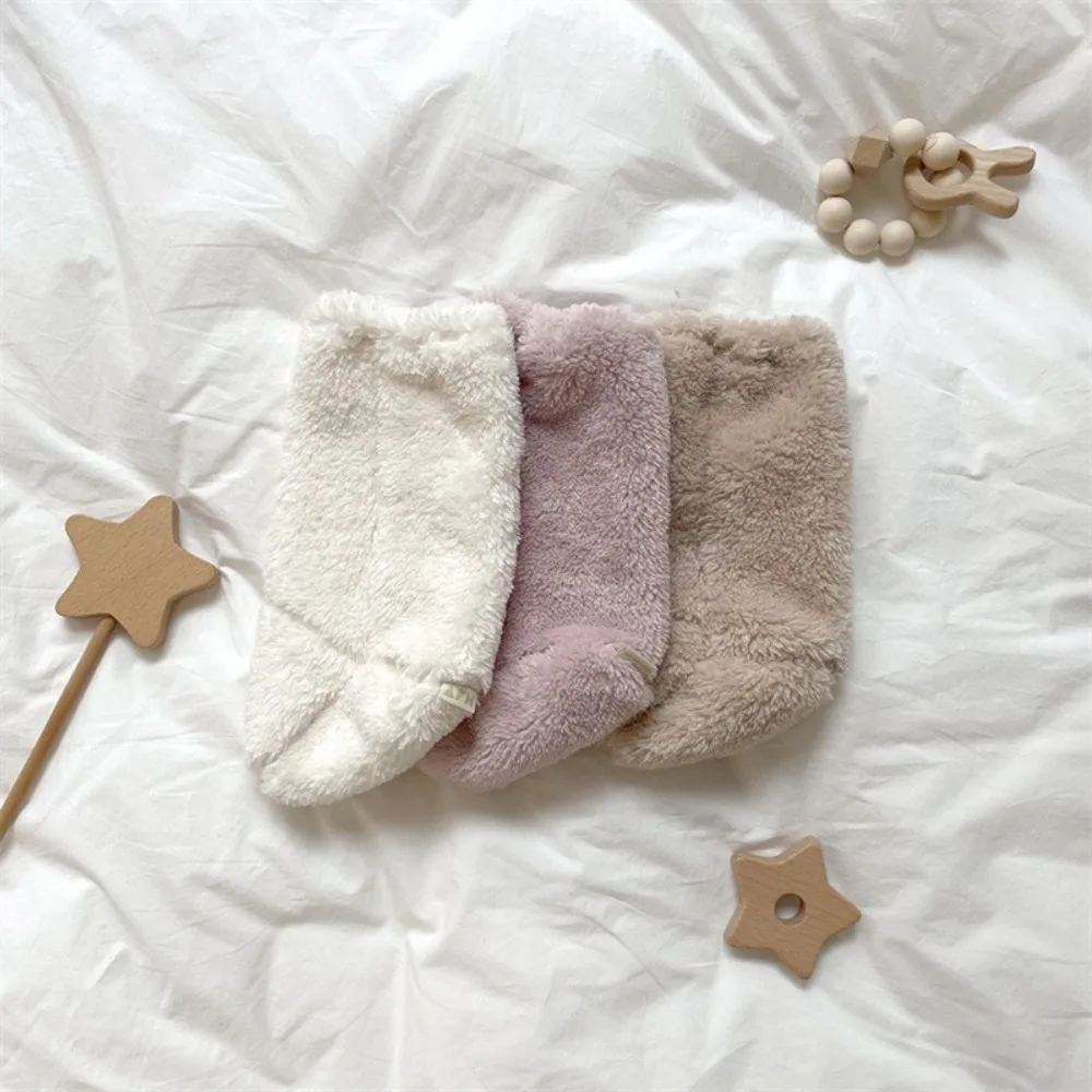 1 Pair Thickened Newborn Baby Plush Socks Anti-slip Warm Baby Foot Warmer Infant Solid Color Children's Sleeping Sock Winter