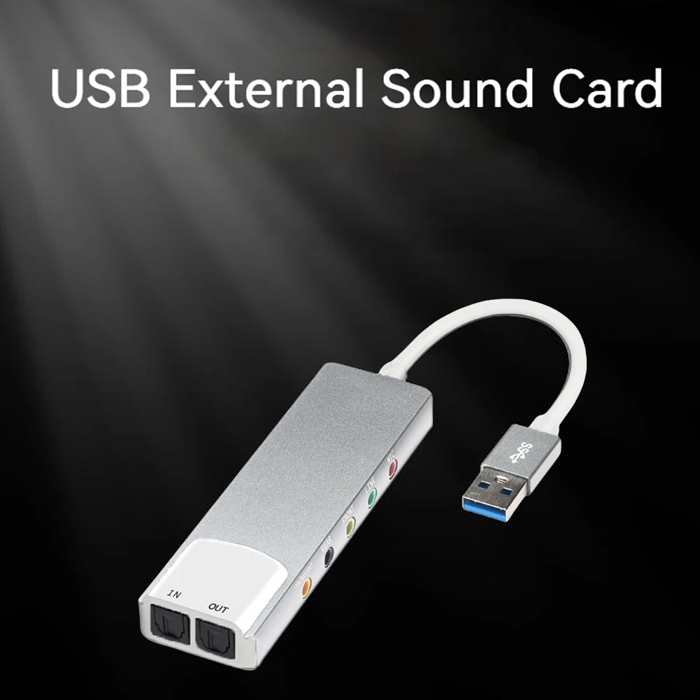 External Audio Converter Aluminium Alloy USB Audio Adapter 7.1 5.1 Channel External Audio Card SPDIF Optical for Laptop Desktop