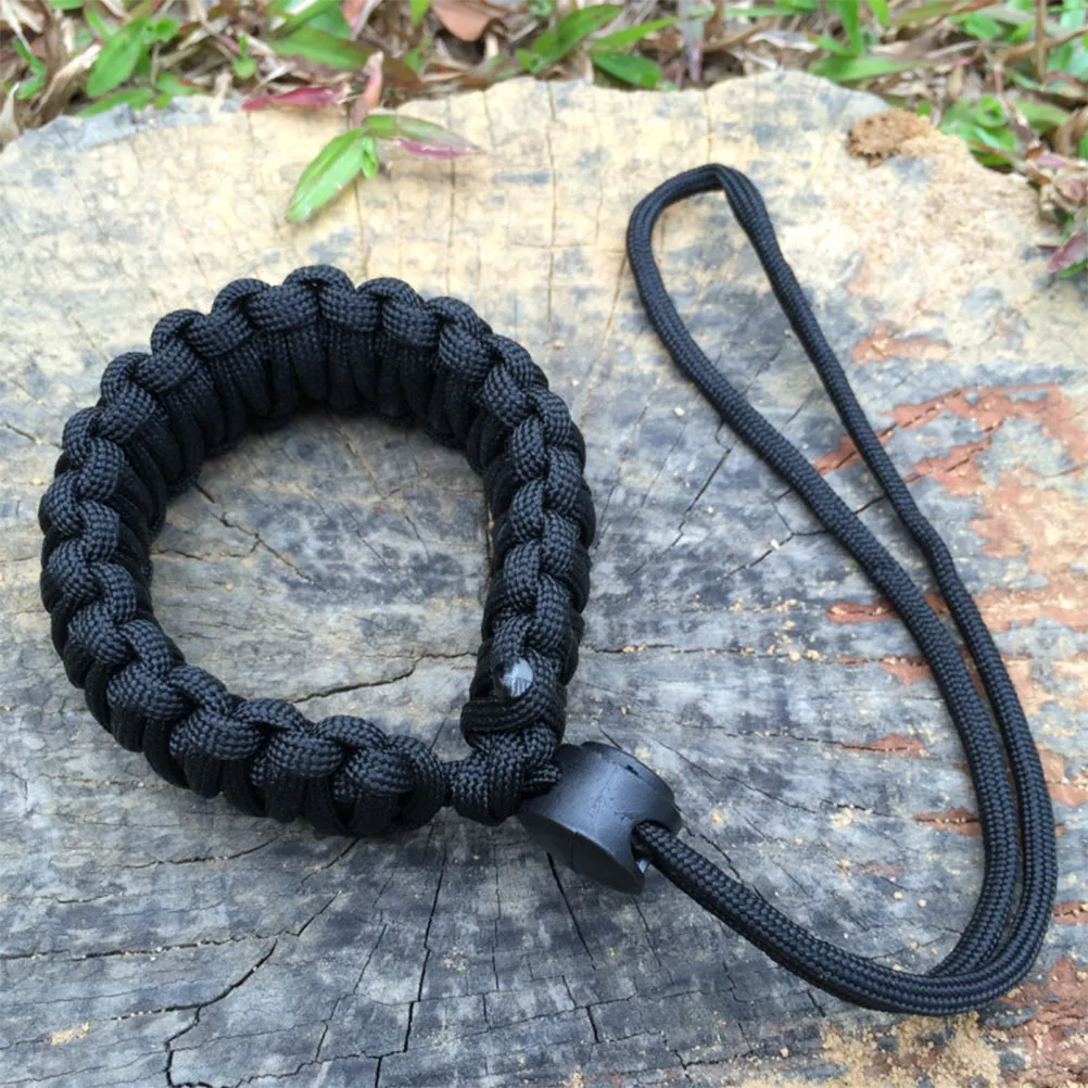 

Camera Wrist Strap Handmade Paracord Bracelet Adjustable For Outdoor Hiking Camping Survival Gear Black