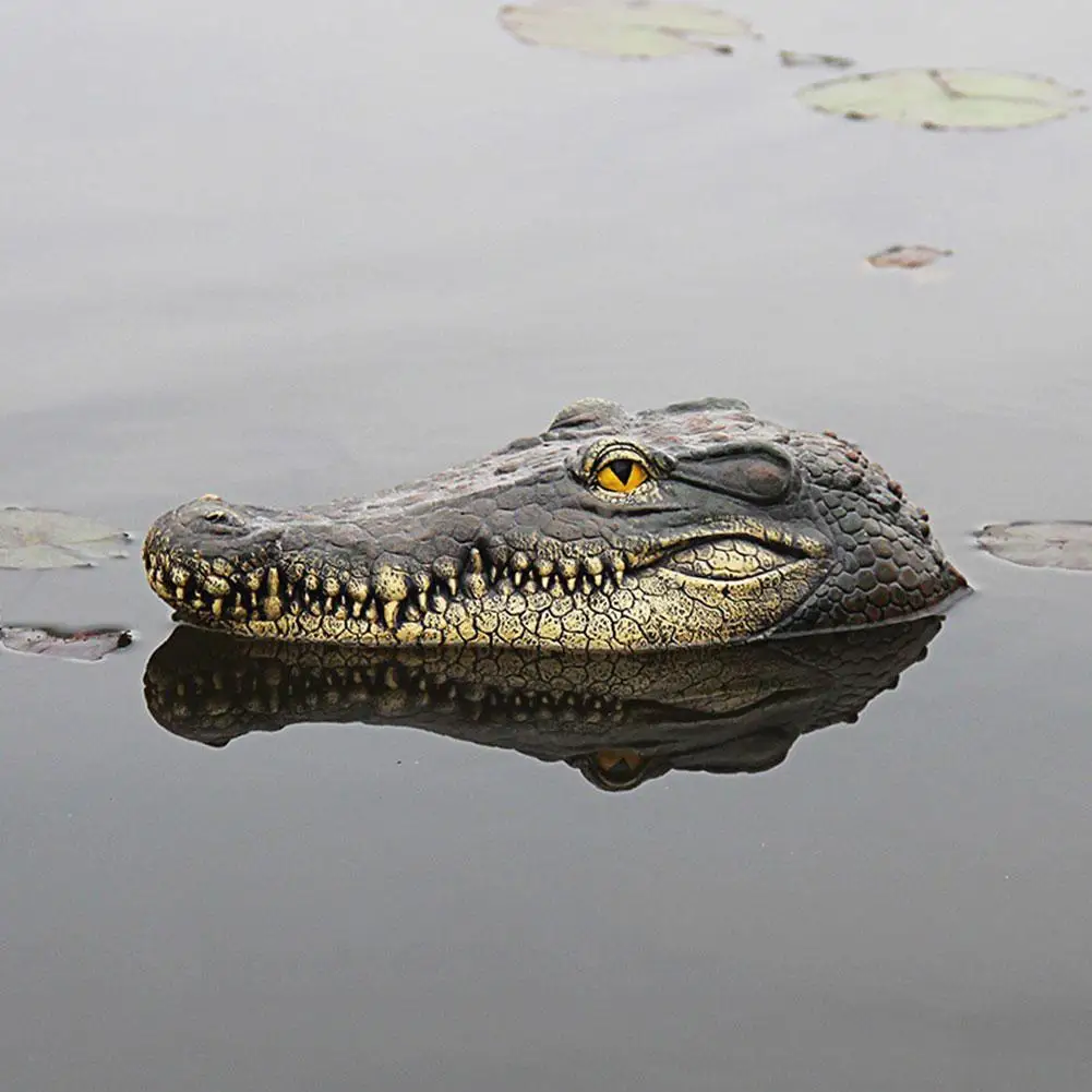 Simulated Crocodile Head Animal Decoration Yard Pond Pool Decoration Floating Alligator Head for scare Goose Predator