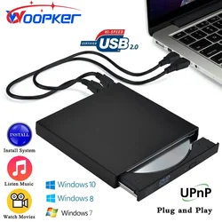 USB 2.0 External DVD Player CD Drive Mp3 Music Movies Portable Reader for Windows 7/ 8/ 10 Laptop Desktop PC Computer