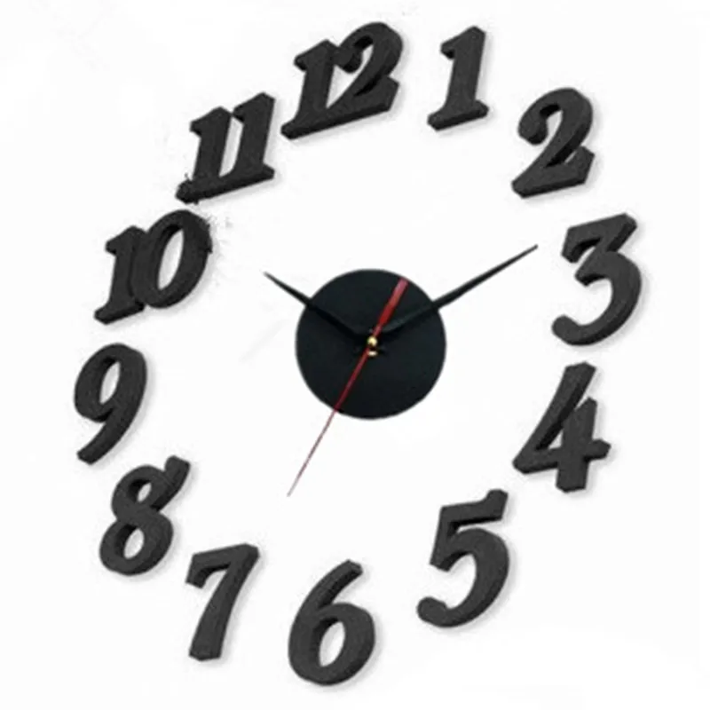 

eBay hot sale DIY creative living room wall clock three-dimensional digital wall sticker clock, silent clock clock