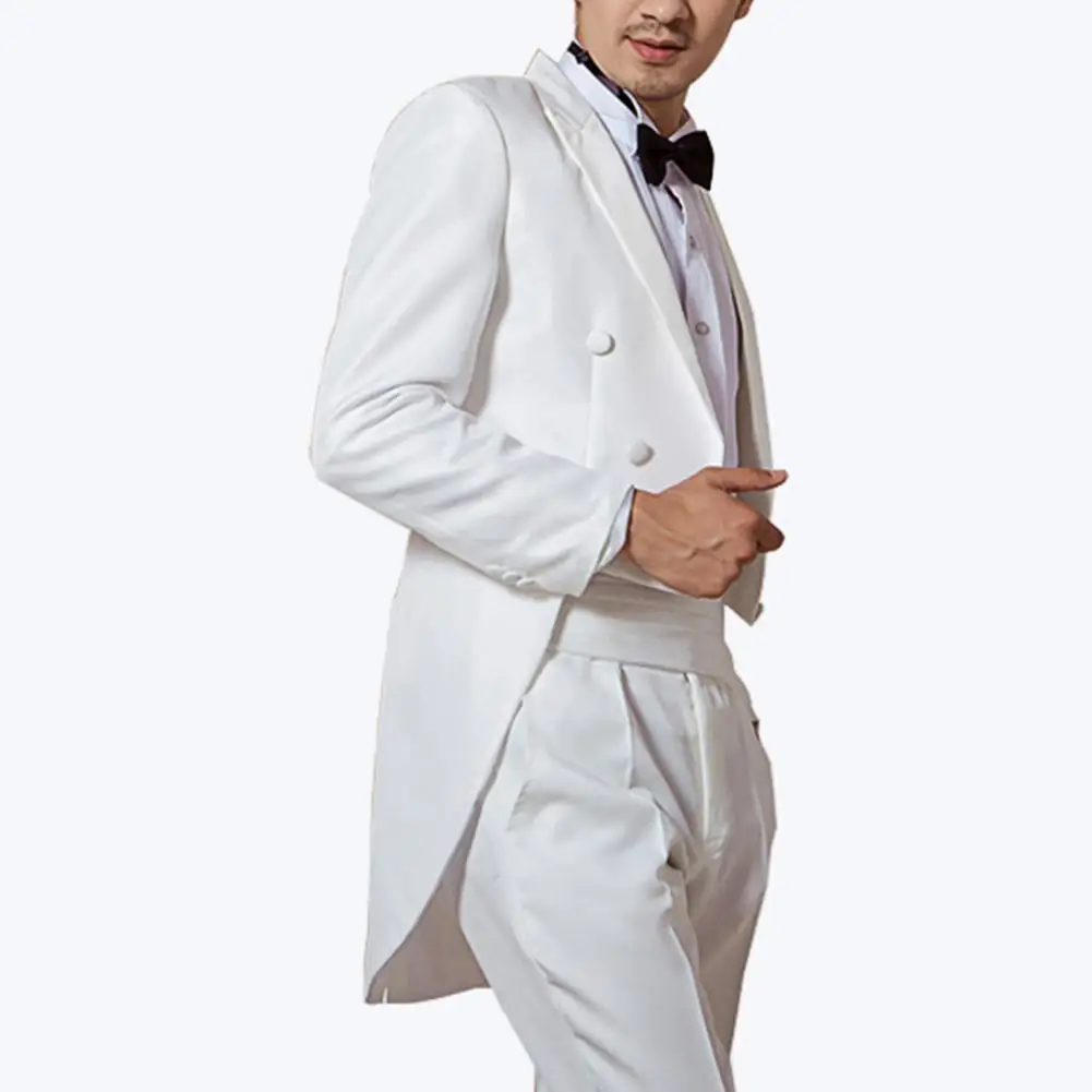 Men's Tailcoat Classic Modern White and Black Basic Style Mens Suit with Tailcoat Singer Magician Stage Jacket Outfits