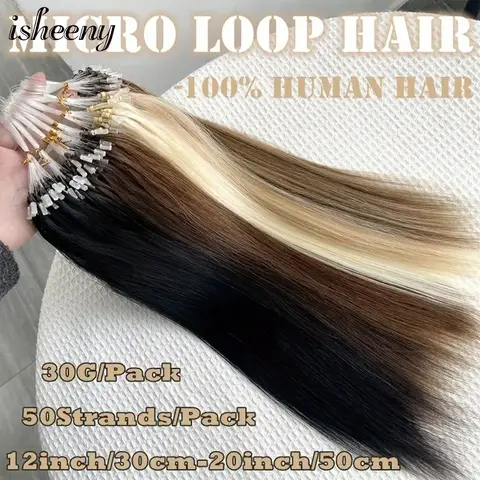 Microlink Extensions de cheveux humains naturel noir brun blond Micro lien Extensions de cheveux cheveux humains soyeux Extensions de cheveux raides