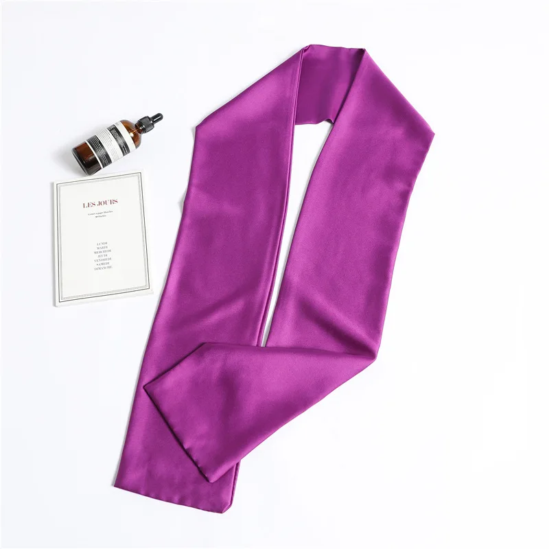 Roter, einfarbiger, langer Seidenschal für Damen, Haarschals, Seidensatin-Halstuch für Frauen, 14*145CM, Stirnbänder, schlichtes Taschenband, Damen-Accessoire – Detail 16
